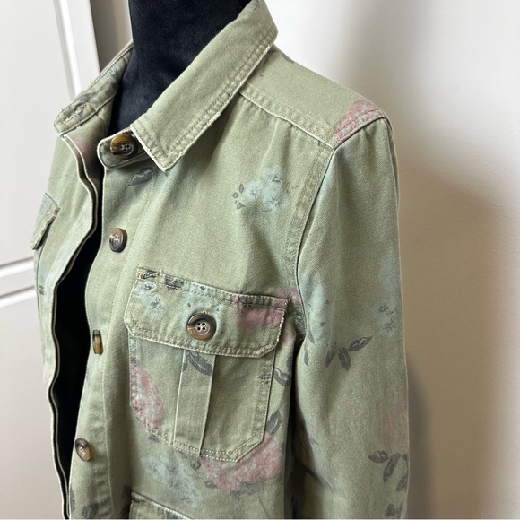 Lucky Brand Green Floral Utility Chore Jacket Women’s Size Small - Picture 6 of 9